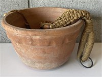 Large Clay Pot with Macrame