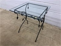 Iron Base Glass Top End Table