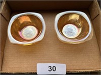 (2) Peach Iridescent Small Fruit Bowls