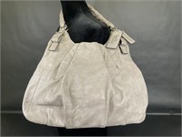 Gray Coach Bag w Twisted Handles & Three Sections