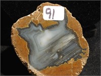 Blue Agate Geode Slice - 3" long x 2.5" wide -