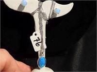 Blue Opal Earrings & Pendant w/8" drop - Pendant
