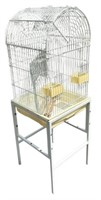 Arch top white bird cage, approximately 55" tall x