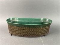 Vintage  MCM Ceramic & Brass Planter