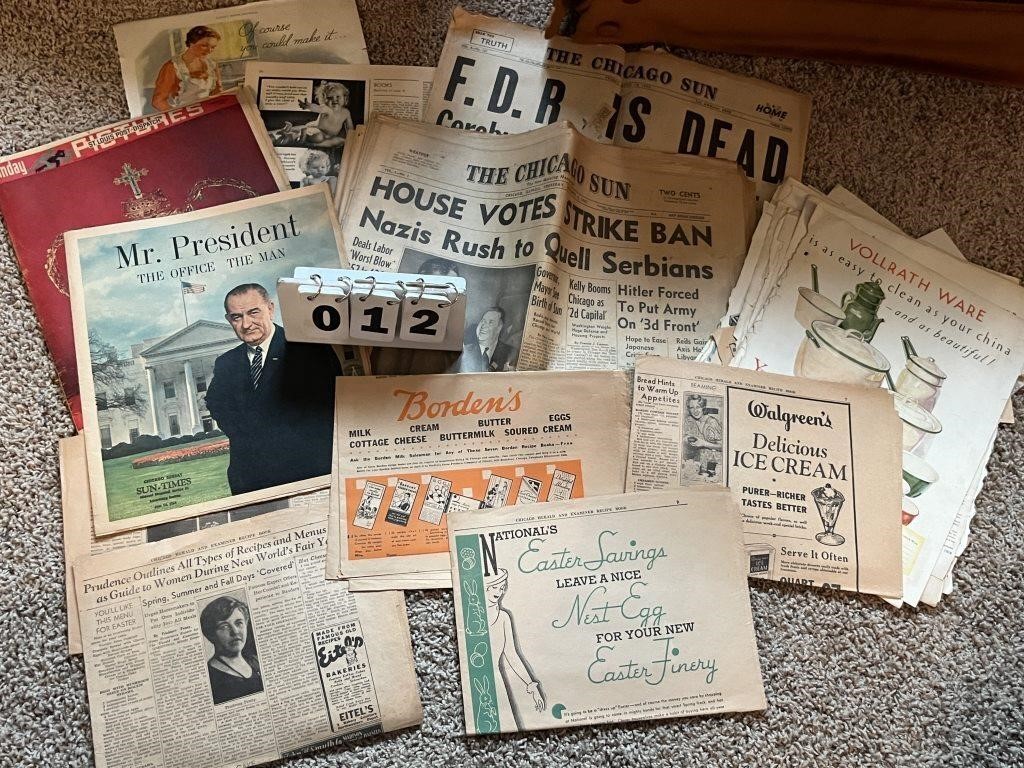 Vintage Newspapers & Magazine Ads
