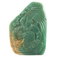 Mayan green jade relief  6 1/8" x 5"