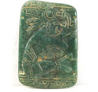 Mayan green jade relief