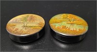 2 SovietEra Russian Lacquered Trinket Boxes