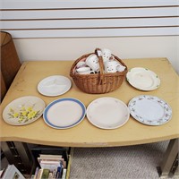 Basket, Coffee Cups, Plates