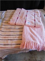 CHENILLE BED SPREAD AND 2 THROWS