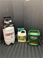 Sprayer with grass feeder/food