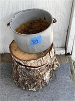 wood blocks and tin bucket