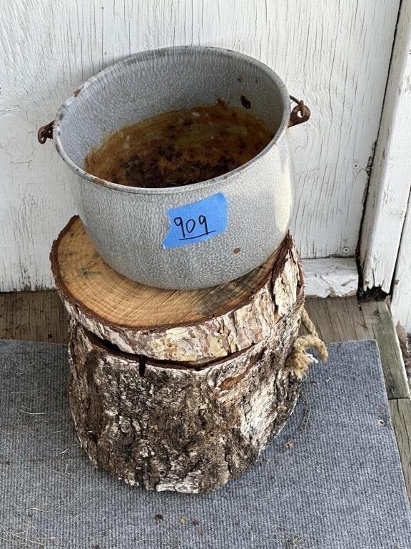 wood blocks and tin bucket