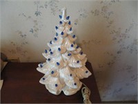 Ceramic White Christmas Tree with Blue Prisms