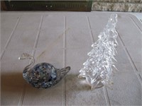 Glass Christmas Tree & Swan