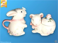 Pfaltzgraff Tea Rose Collection Bunny Creamer/Suga