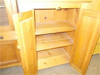 Pine Double Door Storage Cabinet, 3 Tier,