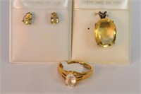 Citrine 12.2ct  Pendant, 1.25 Earrings & 925 Ring