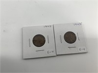 Two 1914 S Wheat cents