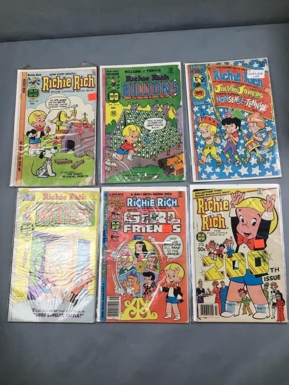 6 count Richie Rich comic books