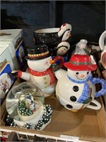 Christmas snowman teapots