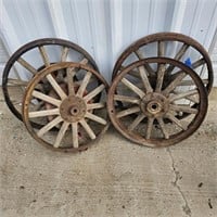 (4) Vintage Wood Spoke Wheels