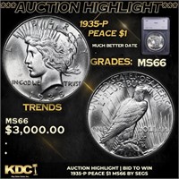 ***Auction Highlight*** 1935-p Peace Dollar $1 Gra