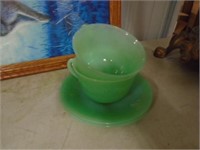 PAIR OF JADEITE CUPS AND SAUCERS