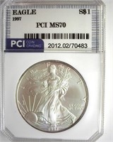 1997 Silver Eagle MS70 LISTS $1500