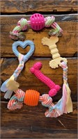 5 Pack Assorted Rubber Teething Toys w Rope n