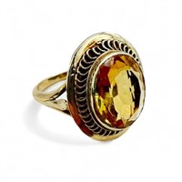 14K Yellow Gold & Citrine Cocktail Ring