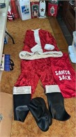 Vintage Santa suit with sack- size large
