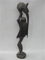 Vtg Carved Wood African Tribal Statue - 35" Tall