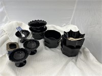 Black Glassware-Planters Pedestal Cups Ashtray