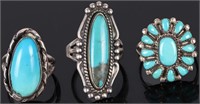 ANGEL TURQUOISE STERLING SILVER SOUTHWEST RINGS