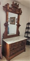 Antique Burl Walnut Vanity Dresser