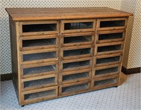 Antique Oak Stationery Store 18 Drawer Cabinet