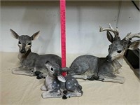 Set of three deer garden statues