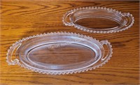 (L) Pair of Oval Candlewick Serving Trays