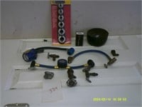A/C recharging hoses and gauges, ports and valves