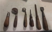 Small Vintage wooden Handled Tools
