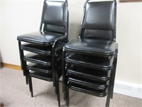 10 Black Padded Metal Frame Stackable Chairs