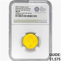 2023 G.Britain Â£25 1/4oz. Gold 325th NGC MS69