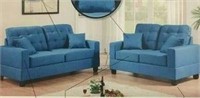 Blue 2 Piece Sofa Loveseat
