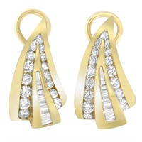 14k Gold Round & Baguette 2.26ct Diamond Earrings