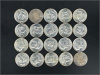 20 - uncirculated 1963 silver Franklin half dollar