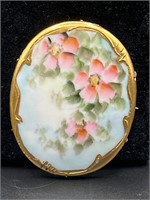 C clasp. Old Porcelain brooch.