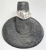 Vintage Solid Sterling Cat Ring 3 Gr Size 5.5