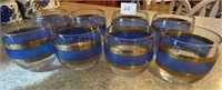 8 Vintage Culver Blue & Gold Bands Roly Poly