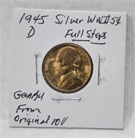 1945 D WWII Silver 5 Cent  Coin. MS66 Full Steps f